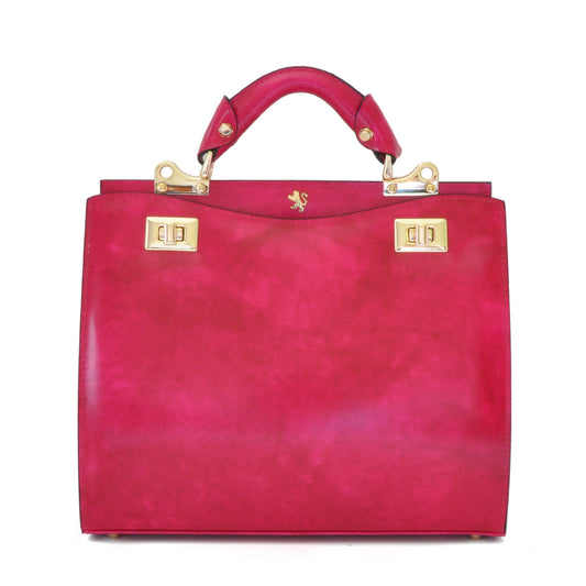 Pratesi Anna Maria Luisa de' Medici ミディアム レディ バッグ (イタリア製本革) - Brunelleschi Leather Fucsia